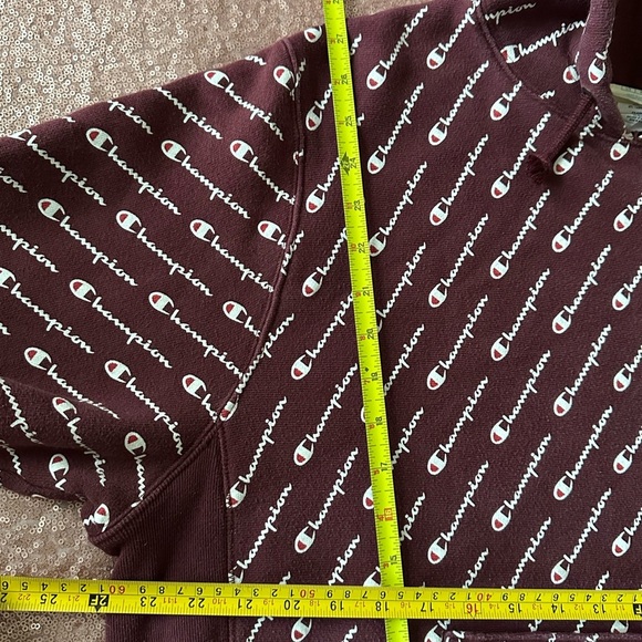 Champion Reverse Weave AOP PO Hoodie S2974 CPB SZ L Unisex, Burgundy, y2k, 90s - Picture 10 of 10